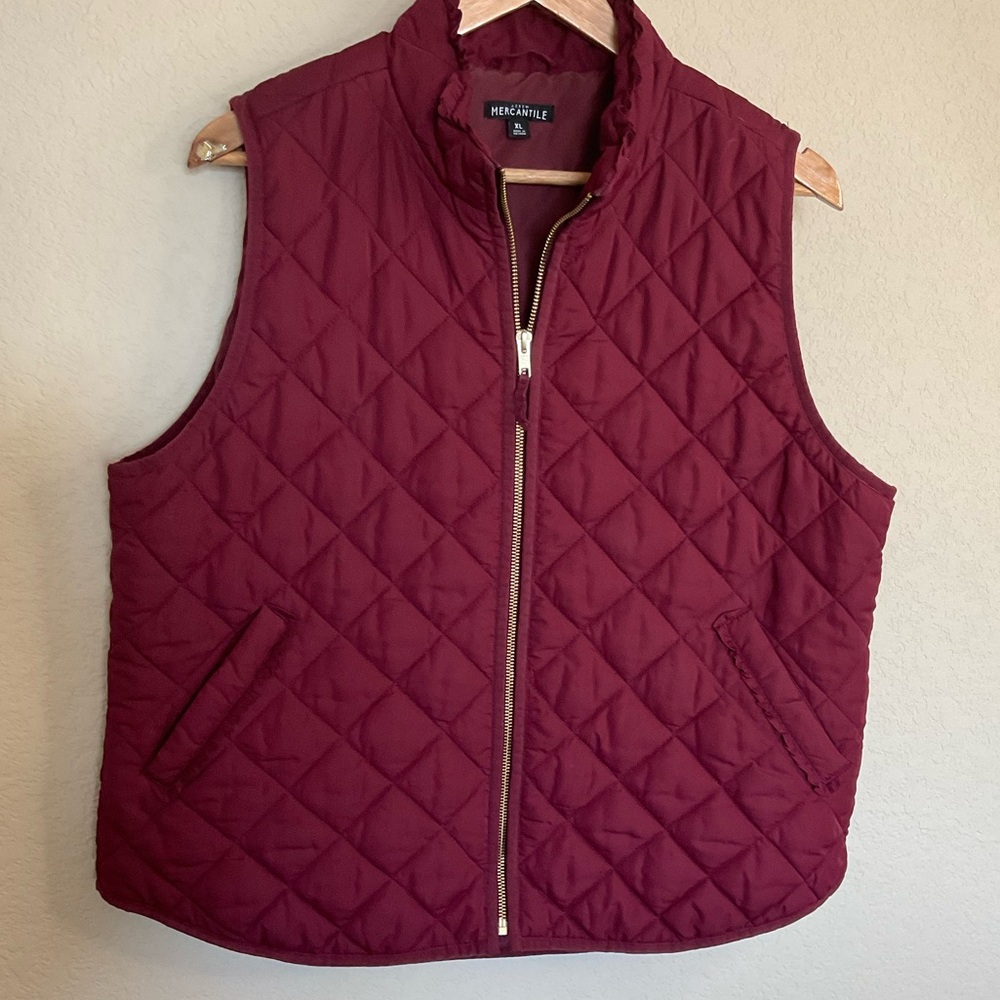 Quilted J Crew Mercantile Burgundy Vest women’s size XL